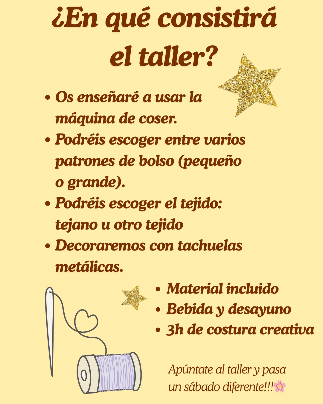 Taller bolso con tachuelas - Sábado 11/04 - Reserva tu plaza!